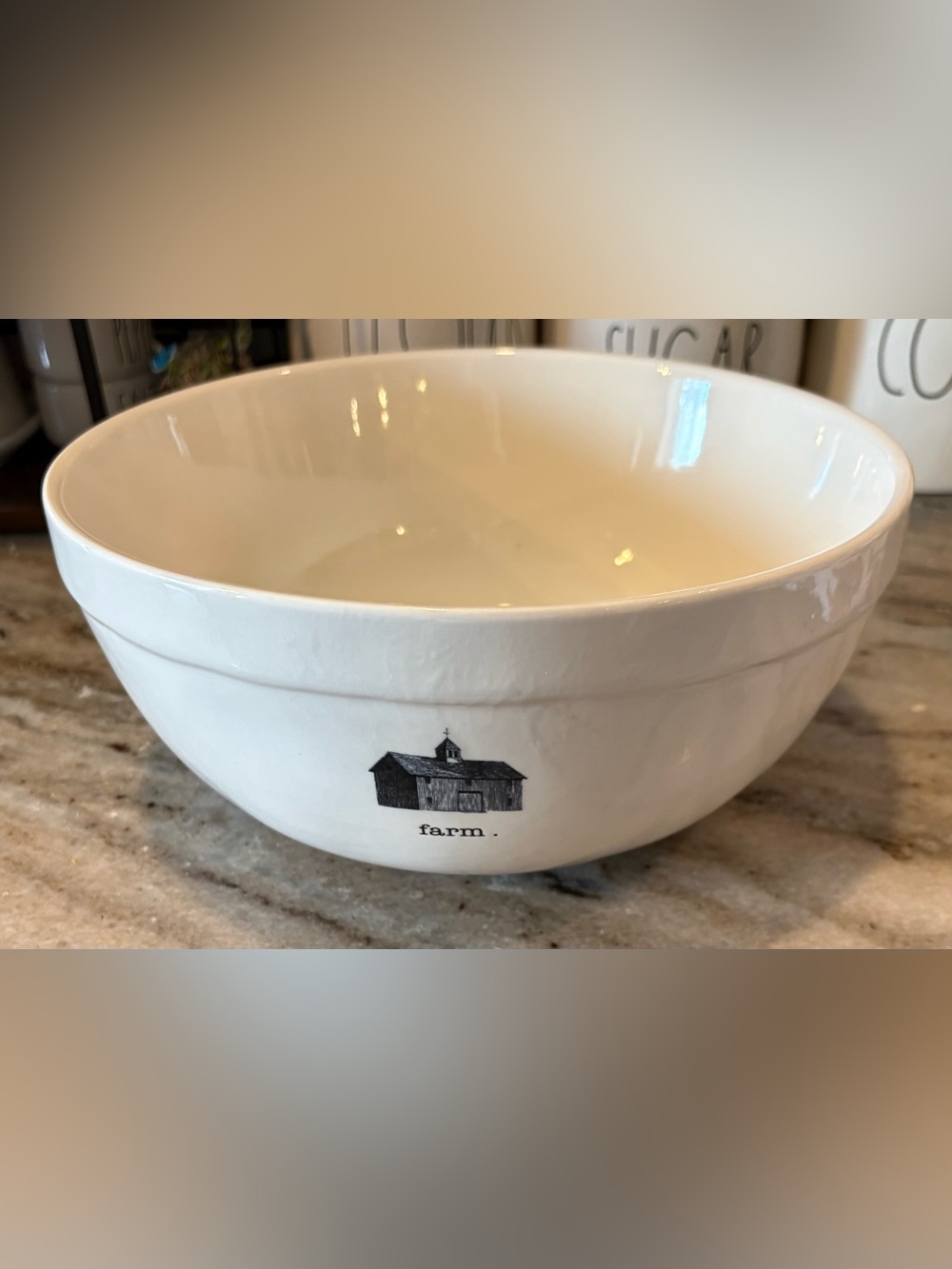 Rae Dunn White VHTF OG FARM Bowl with Black Text